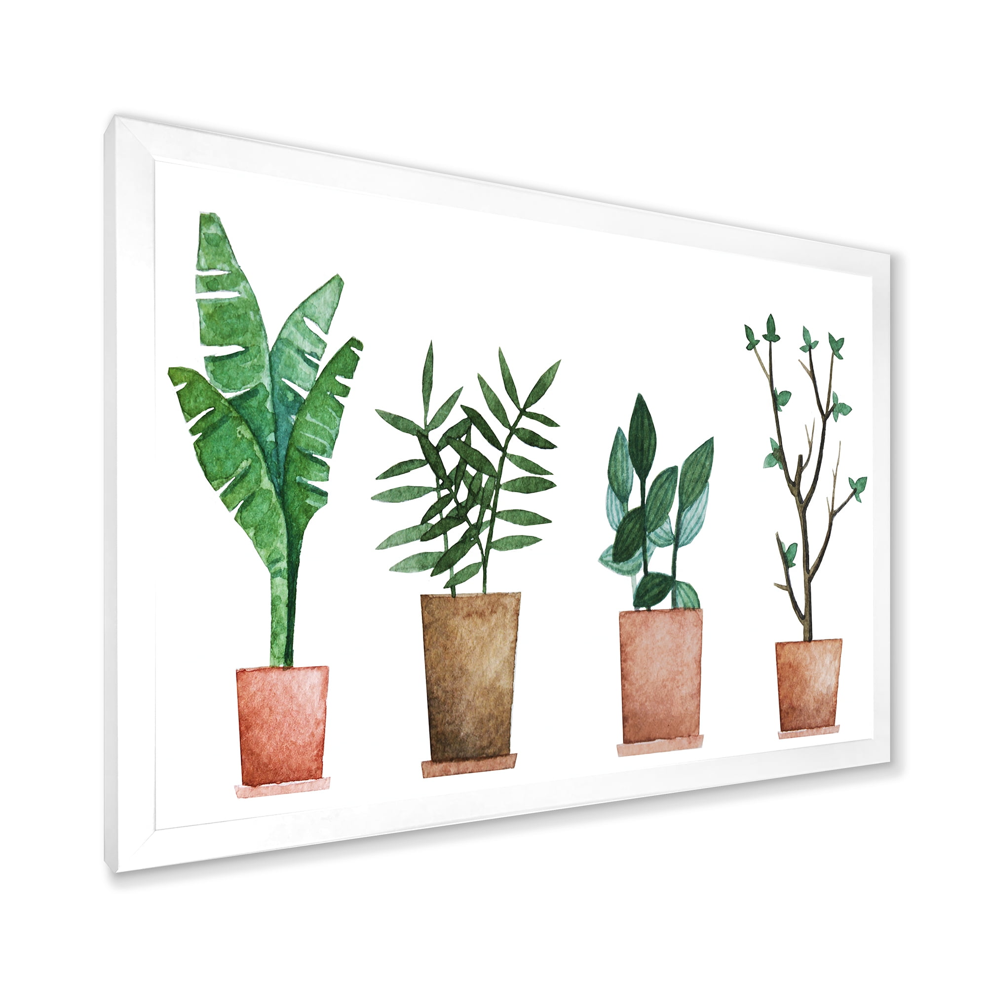 Designart 'Duo of Potted Flowers House Plants In Claypots' Farmhouse Framed Art Print