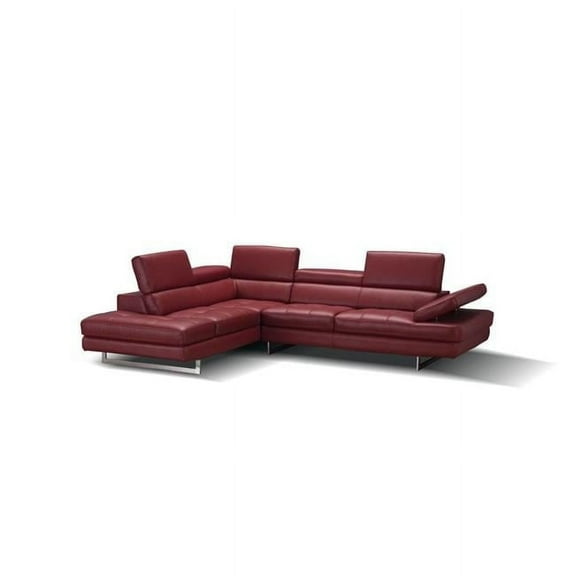 J&M Furniture 178554-LHFC A761 Italian Leather Left Hand Facing Sectional Sofa - Red
