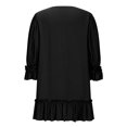 thumbnail image 5 of Blczomt Mini Womens Dresses Long Sleeve Casual Plain Black A Line V Neck Flowy Button Dresses, 5 of 8