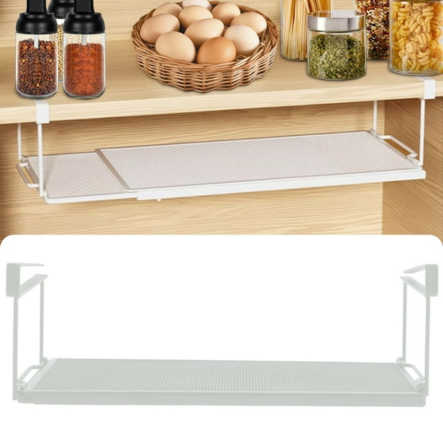 FUYGRCJ Adjustable Under Cabinet Shelf Extendable Under Shelf Storage Basket Steady Space Saving Laundry Room Shelf Storage Easy to Install Kitchen Shelf for Pantry Cabinet Laundry Room Shoe Shelf