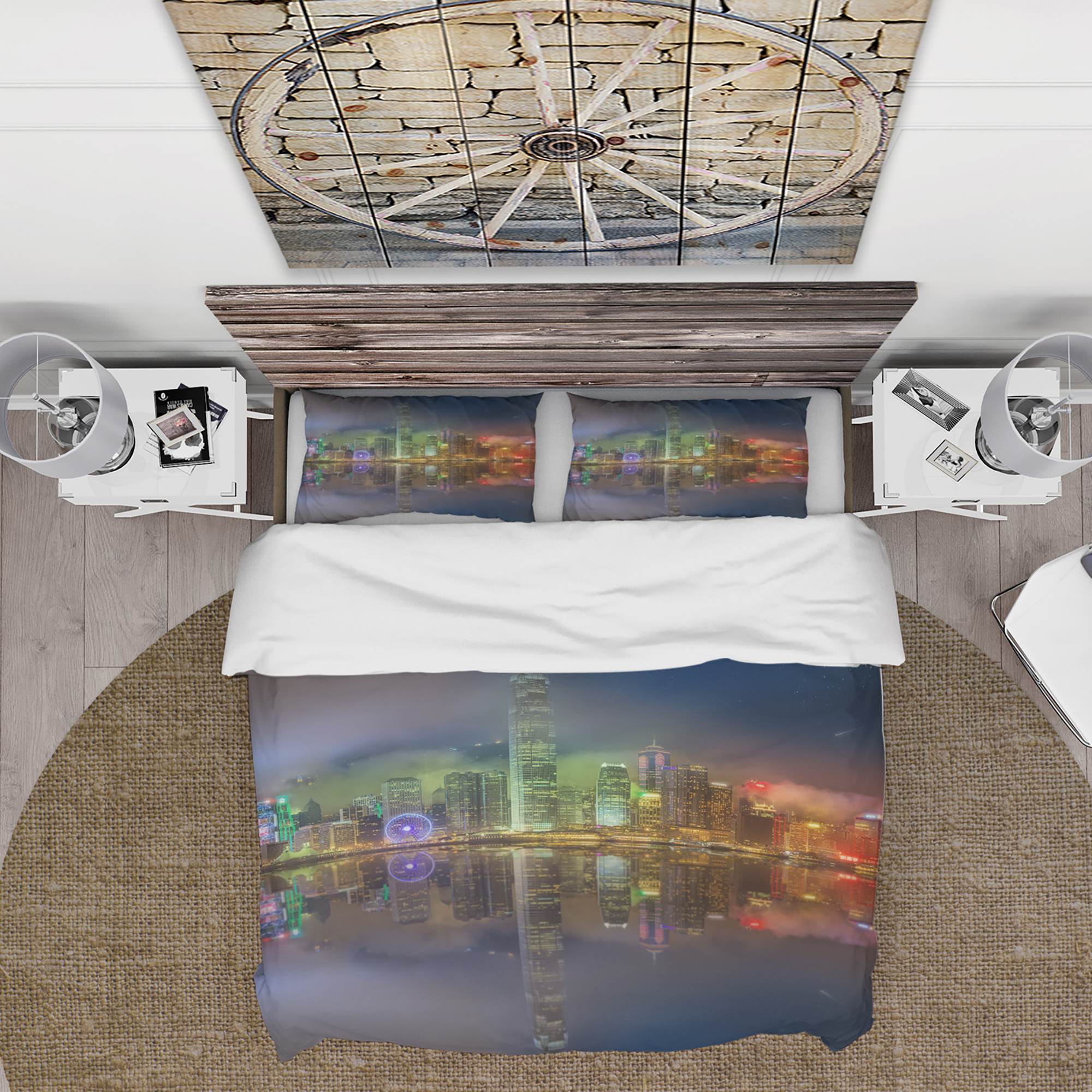 Designart 'Hong Kong Panoramic View' Modern & Contemporary Duvet Cover Set