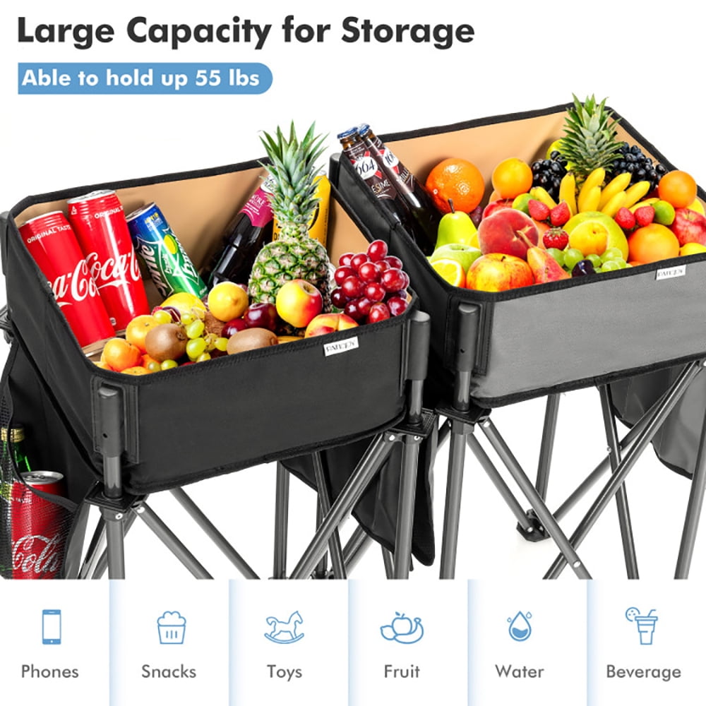 Aimee Lii 2 Pieces Folding Camping Tables with Large Capacity Storage Sink for Picnic, PorTable Tables Folding, Foldable Patio Table, Black Aimee Lii 2 Pieces Folding Camping Tables with Large Capacity Storage Sink for Picnic, PorTable Tables Folding, Foldable Patio Table, Black