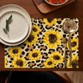 thumbnail image 4 of Rustic Sunflower Placemats Set of 6, Machine Washable Durable Linen Table Mats with Heat Resistant Boho Floral Design Featuring Bees, Butterflies, and Yellow Bloom Pattern, 4 of 5