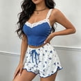 thumbnail image 5 of Bovxnpu Women's Pajamas Set Short Sleeve Crew Neck Top Shorts Pajamas Set Sleepwear Sleepwear, 5 of 7