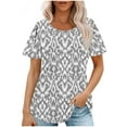 thumbnail image 2 of Giftesty Blouses for Women Dressy Casual Fashionable Women's Casual Short Sleeved Loose Round Neck Printed Top, 2 of 5