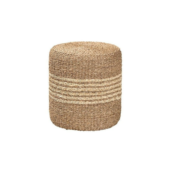 bali & pari Wickham Round Seagrass Rattan Ottoman Footstool in Natural Brown