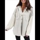 thumbnail image 1 of Sudadera Holgada de Larga para Mujer, Informal, con Botones y Capucha, con Bolsillo. Flor Gris XL, 1 of 8
