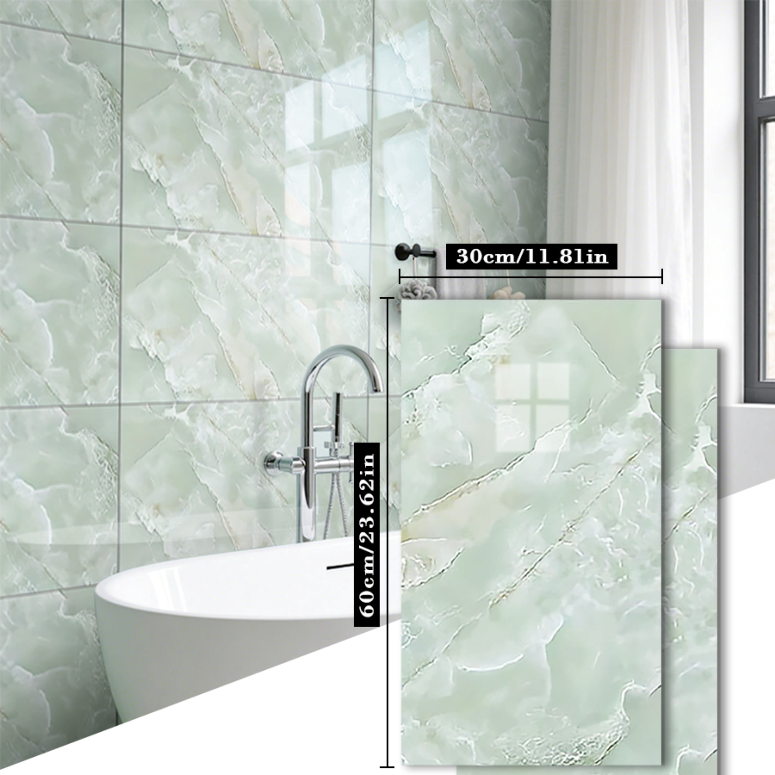 Peel and Stick Wall Panels, Marble PVC Waterproof Backsplash Tiles for Kitchen, Bathroom, Peel and Stick Tile