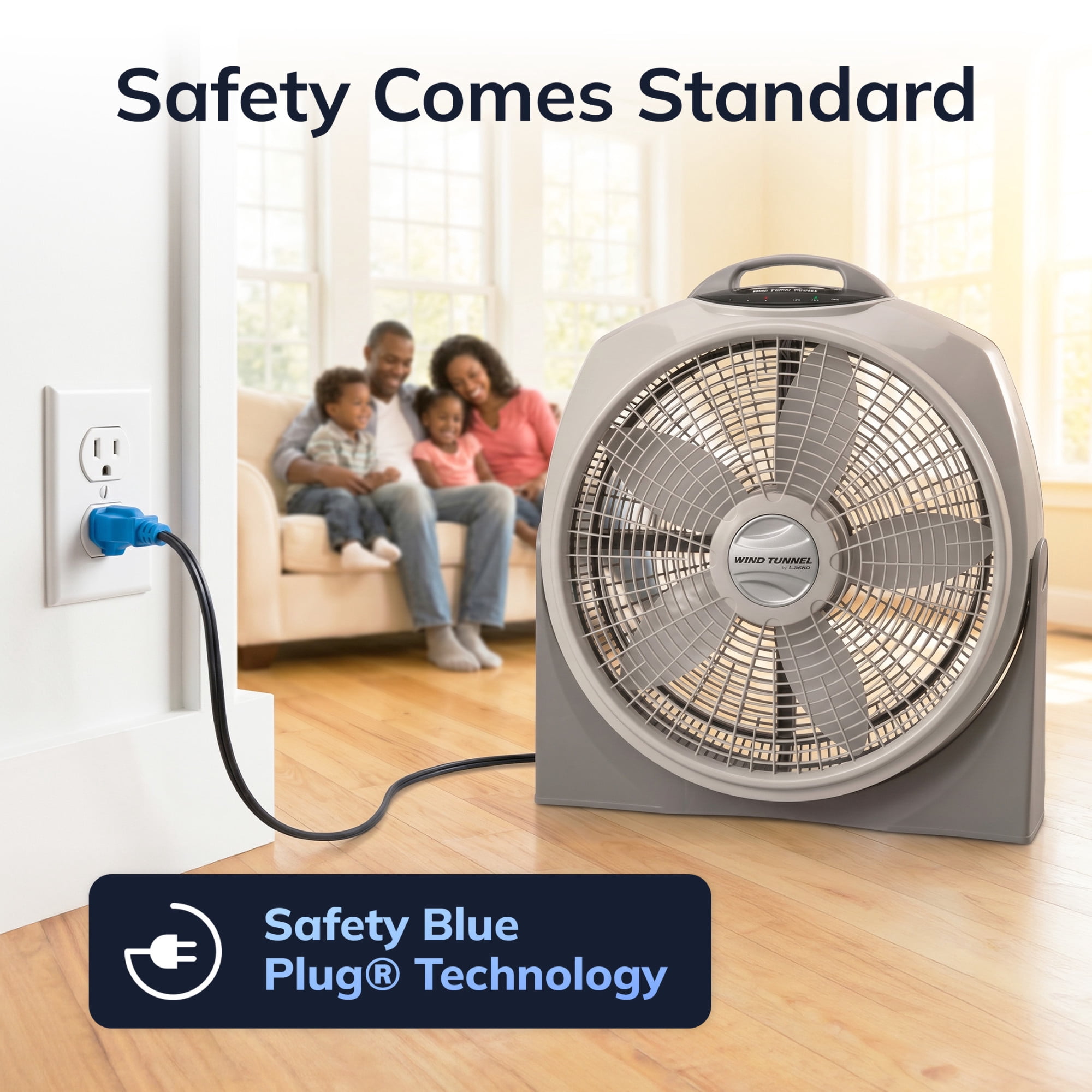Lasko Wind Tunnel 20" Large Floor Fan with Remote Control, 3 Speeds, Pivoting Fan Head with Wall Mount Option, Gray, A20700