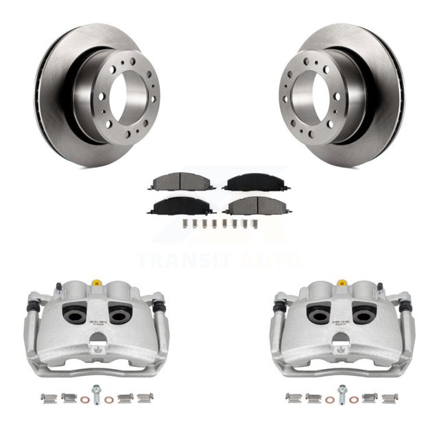 Transit Auto Rear Disc Brake Caliper Rotors and Semi-Metallic Pads Kit for Car Ram 3500 2500 Dodge KC8-100447S