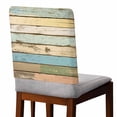 thumbnail image 2 of Retro Wood Grain Chair Covers Set of 4 Blue Yellow Green Chair Back Covers Stretch Removable Washable Slipcovers Protector for Dining Room Kitchen Party Decor, 2 of 5