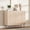 Oak, variant on Fluted Buffet Sideboard with 3 Doors, Modern Accent Cabinet with Adjustable Shelves, Kitchen Storage with Golden Handles, Coffee Bar for Kitchen, Dining Room, White