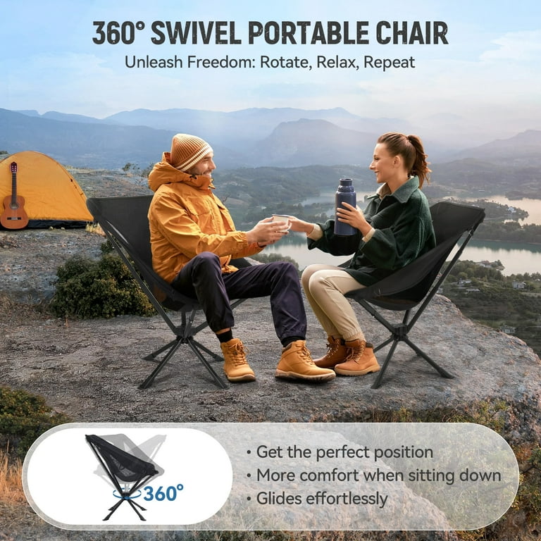 360°Swivel Portable Folding Camping Chair - Swivel Lawn