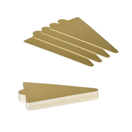 

200pcs Small Triangle Mousse Cake Serving Base Cake Holding Mats Disposable Paper Cupcake Tray - L + S (Golden)