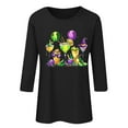 thumbnail image 4 of Jsaierl Women's Mardi Gras Shirts Funny Carnival Themed Mask Print Tees Trendy 3/4 Sleeve T Shirts Blouses Dressy Casual Crewneck Gifts Tops, 4 of 4