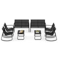 thumbnail image 1 of Costway 8 PCS Patio Rocking Rocking Chairs & Loveseat with Glass-Top Table Outdoor, 1 of 10