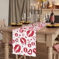 thumbnail image 2 of Table Runners 72 Inches Long Dress Scarves, Kiss Marks Farmhouse Kitchen Table Runner, Coffee Tablerunners, Valentine's Day Lips Print Love Red Vintage 16x72 Inch, 2 of 9