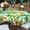 Green-flowers, variant on Lemon Outdoor Tablecloth with Umbrella Hole for Oval Table, Waterproof Strip Patio Table Cloth with Zipper - 60 x 84 inches
