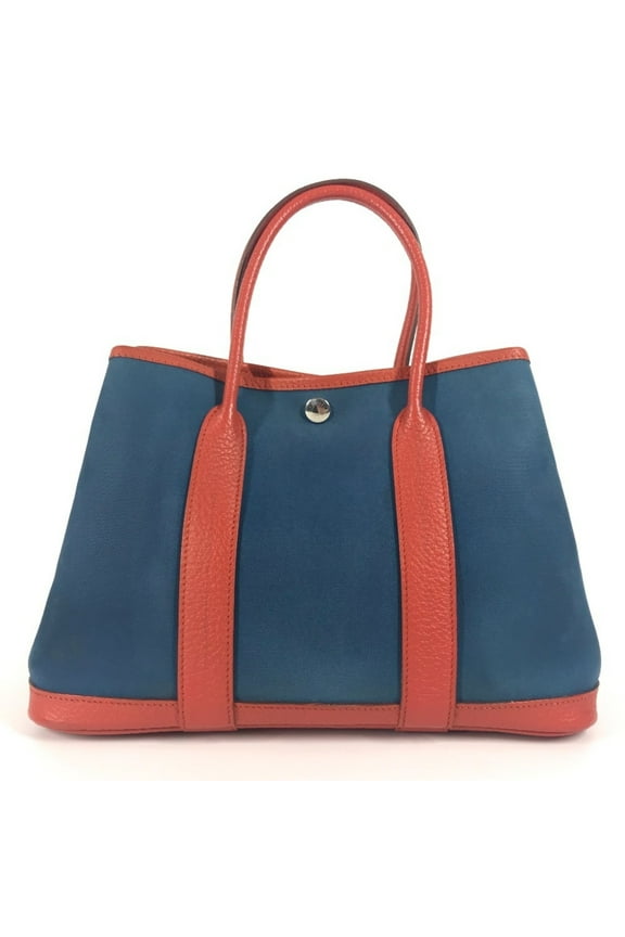 Pre-Owned HERMES Hermes Garden Party TPM Bag Handbag Bicolor Tote Leather Canvas... (Good)