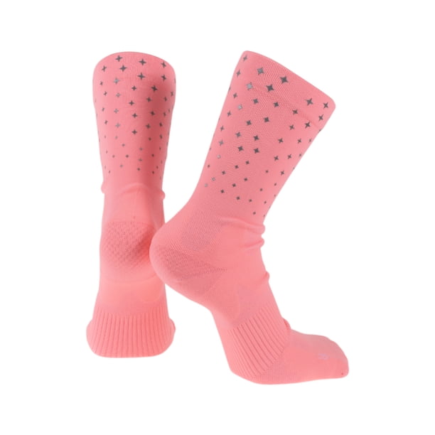 Calcetines de ciclismo Unique Bargains, antideslizantes, absorbentes de sudor, anti-fricción, para exteriores, rosa, talla M, 1 par con puntos reflectantes.