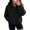 Black, variant on Floleo Women Water Resistant Hooded Zip Up Jacket Half High Collar Drawstring Waist Casual Outdoor Coat with Pockets for Fall Spring