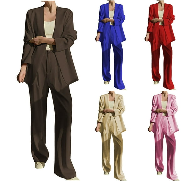 Sakmal Plus Size Blazers for Women Business Casual Blue Suit Sets Office Long Sleeve Trendy Blazer for Women L