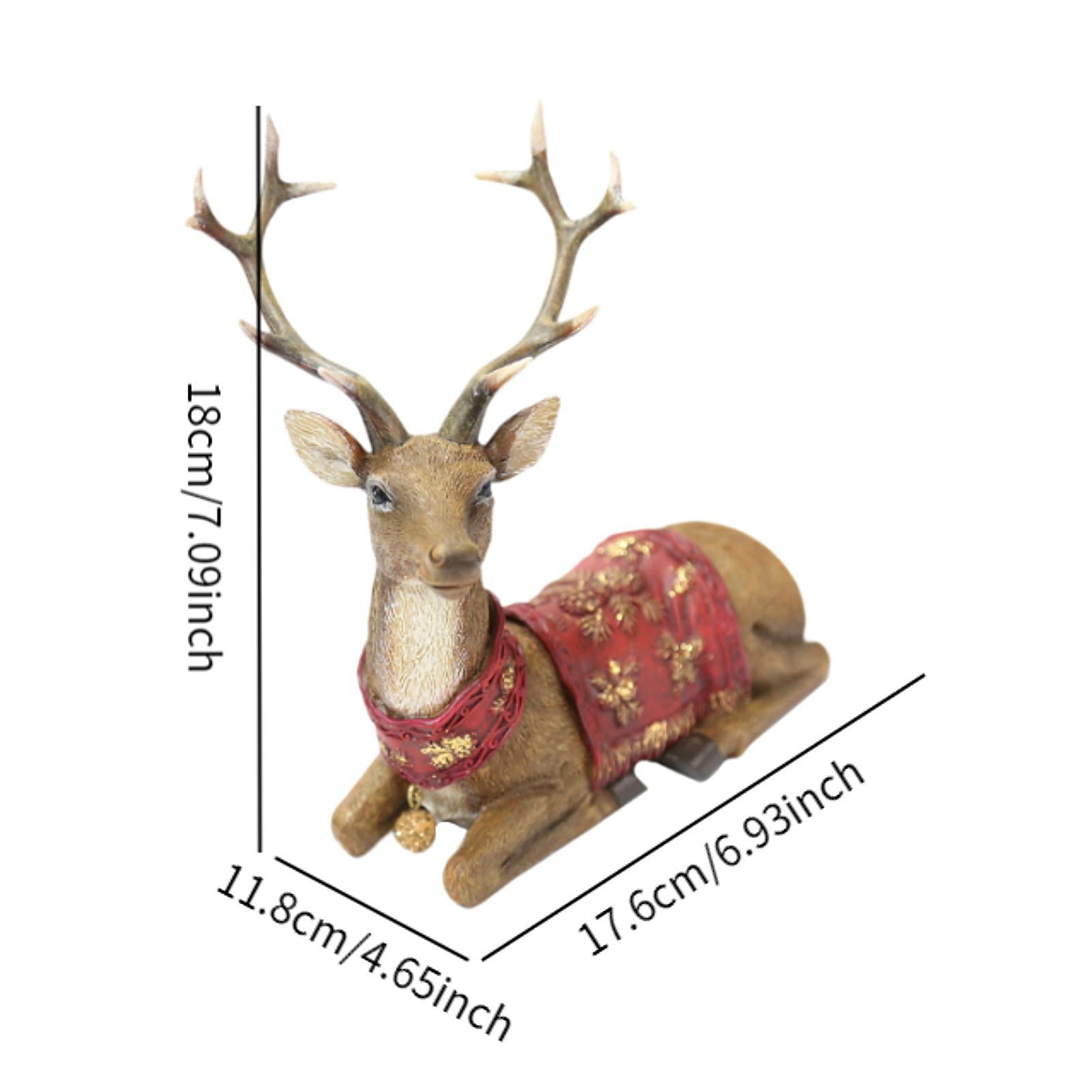 CarpNettore Reindeer Elk Tabletop Ornament Deer Figurine Statue for Living Room Office Bedroom Farmhouse Miniature Dollhouse Round Table Decorations