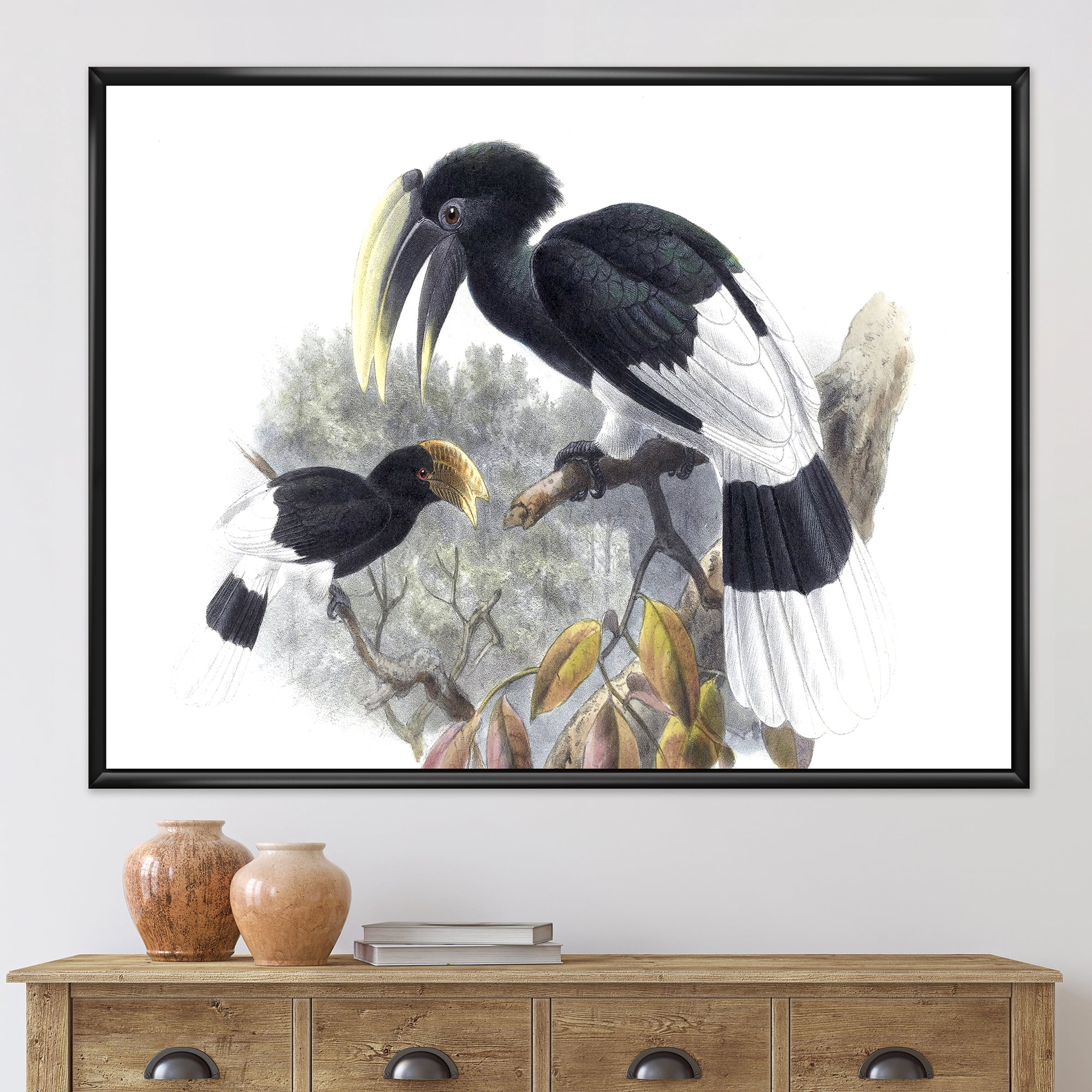 Designart 'Ancient Bird Illustration I' Traditional Framed Canvas Wall Art Print