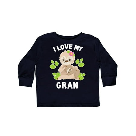 

Inktastic Cute Sloth I Love My Gran with Green Leaves Gift Toddler Boy or Toddler Girl Long Sleeve T-Shirt