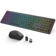 thumbnail image 1 of RGB Backlit Wireless Keyboard and Mouse, Rainbow Backlight Keyboard with 3 Modes, Jiggler DPI Mouse, Type-C Rechargeable, 2.4G USB Cordless Keyboard and Mouse for Mac, Windows, Laptop, PC, 1 of 7