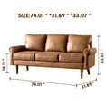 thumbnail image 6 of Ovios 74 Inch Sectional Sofa Couch Mid Century Modern Faux Leather Sofa 3-Seater Small Couch for Living Room Office Apartment,Brown, 6 of 6