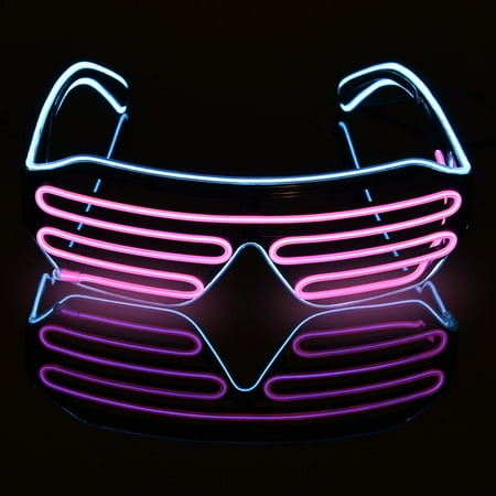 

Younar Standard Style Two-Color EL Flash Glasses DJ Bright Glasses EL Wire Fashion Neon LED Light Glow Rave Costume Party Blinds Glasses Fluorescent Dance Performances Bar Party Gifts Atmosphere Props