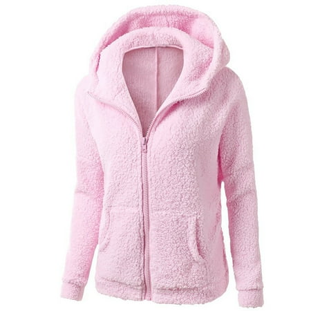 VEKDONE 2026 Long Sleeve Hoodie Plush Jackets for Women Trendy Full Zipper Solid Color Hooded Coat Casual Warm Slim Tunics Tops with Pockets Fall Winter Plus Size Outwear