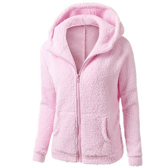 Pntutb Plus Size Clearance!Women Hooded Sweater Coat Winter Warm Wool Zipper Coat Long Sleeve Outwear