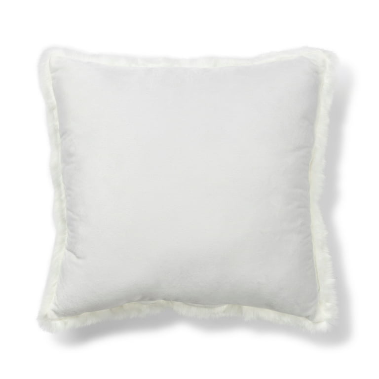 at Home Luca White Faux Fur Throw Pillow, 18