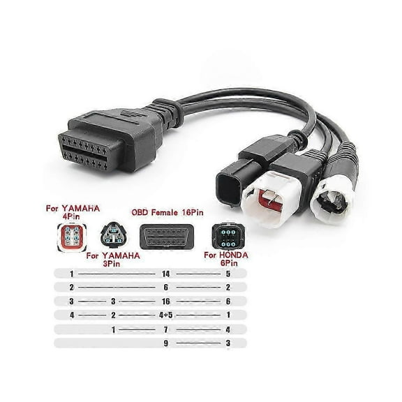 For 3Pin/4Pin 6Pin Motorcycle OBD Diagnostic Canbus Connector Cable OBD2 3 In1 Plug Cable Adapter
