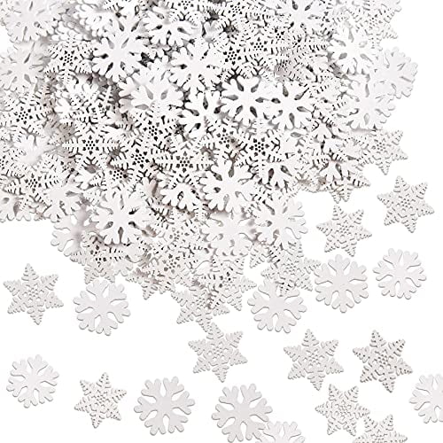 100 Pcs Wooden Snowflake Decorations 0.78 in White for Christmas Crafts