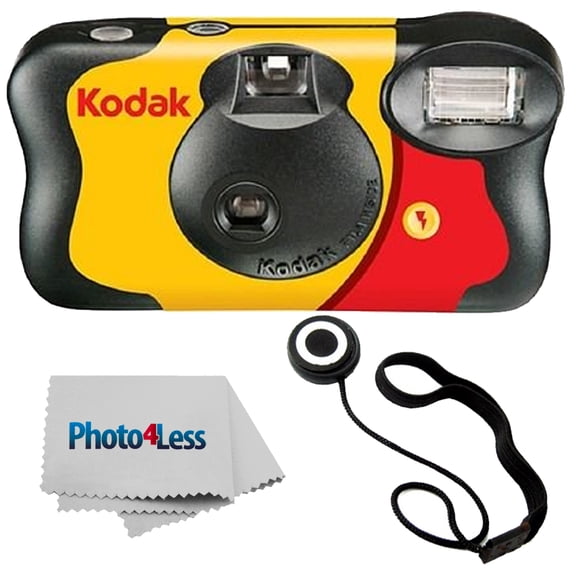 Kodak Fun Saver Single Use Camera / 27 Exp Roll   Lens Cap Holder   Cloth