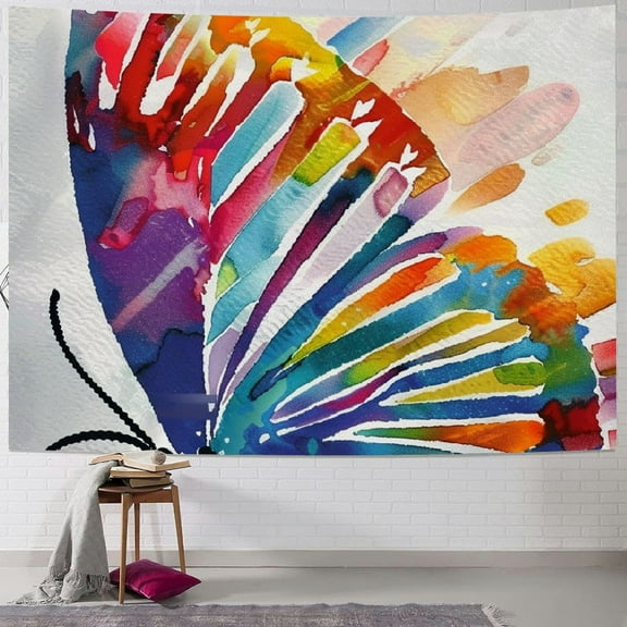 Patifu Butterfly Watercolor Colors Tapestry Wall Hanging Unique Style for Home Decor, Soft Lightweight Fabric Wall Art for Living Room Bedroom Dorm, 4 Sizes Available 40x30inch