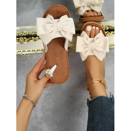 

Bowknot Slippers Women‘s Fashion Slip-On Beach Shoes Non-Slip Butterfly Knot Open Toe Sandals