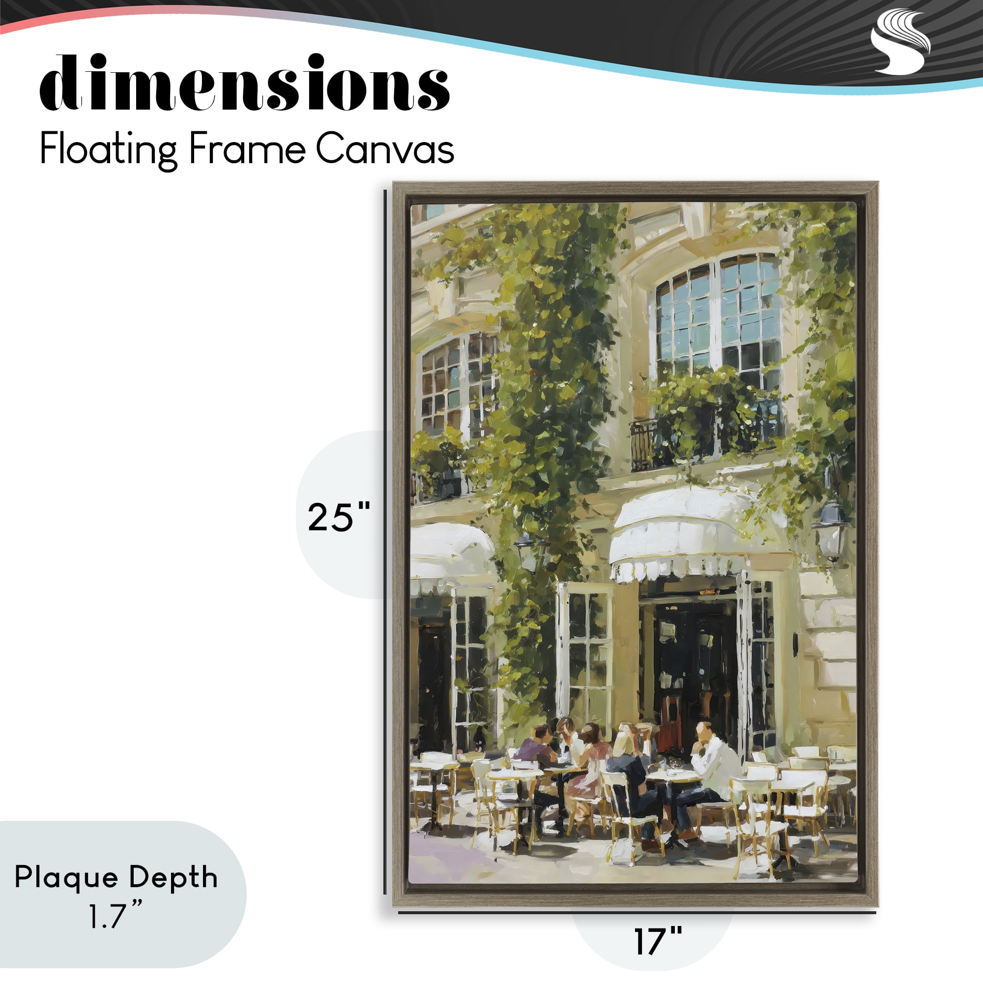 Stupell Industries Cafe Terrace with Ivy Brown Framed Floater Canvas Wall Art, design by Petal Prints Design