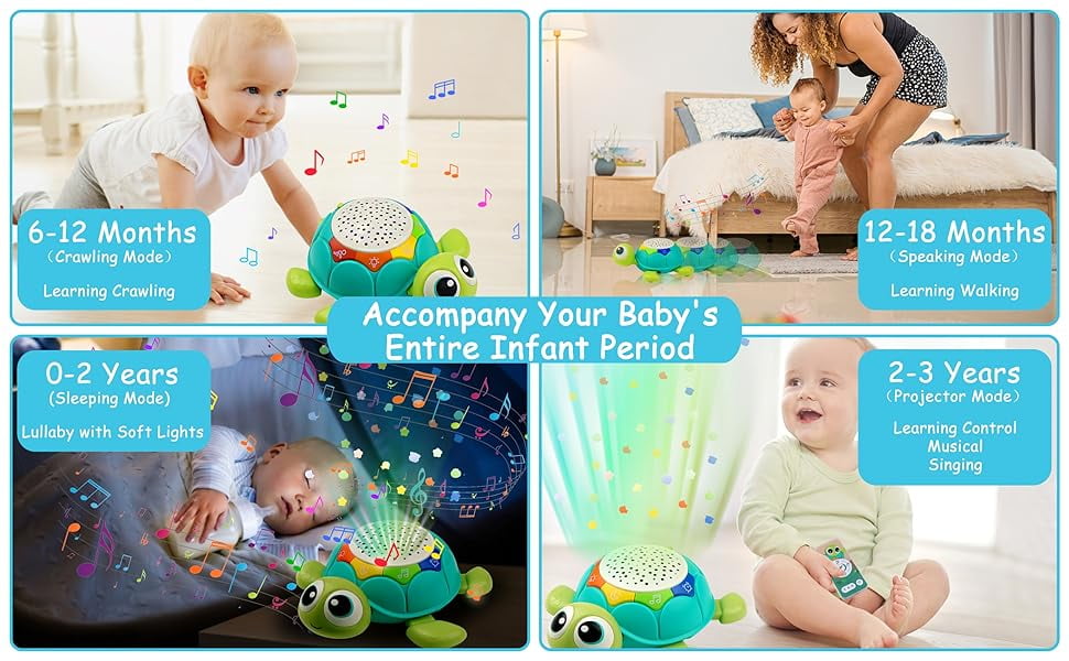 5 in 1 Musical Projector Turtle Crawling Toys Tummy Time Infant Baby Toys, Baby Toys 6-12 Months, 0-3 3-6 7 8 9 12-18 Months 1 Year Old Boy Toys Girl Toys Birthday Gift