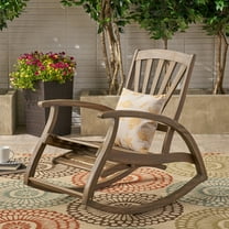 Outdoor Rocking Chair, Wooden Lounge Chair with Retractable Footrest, Patio Rocker for Adult, All Weather Porch Rockers for Porch Deck Lawn Garden