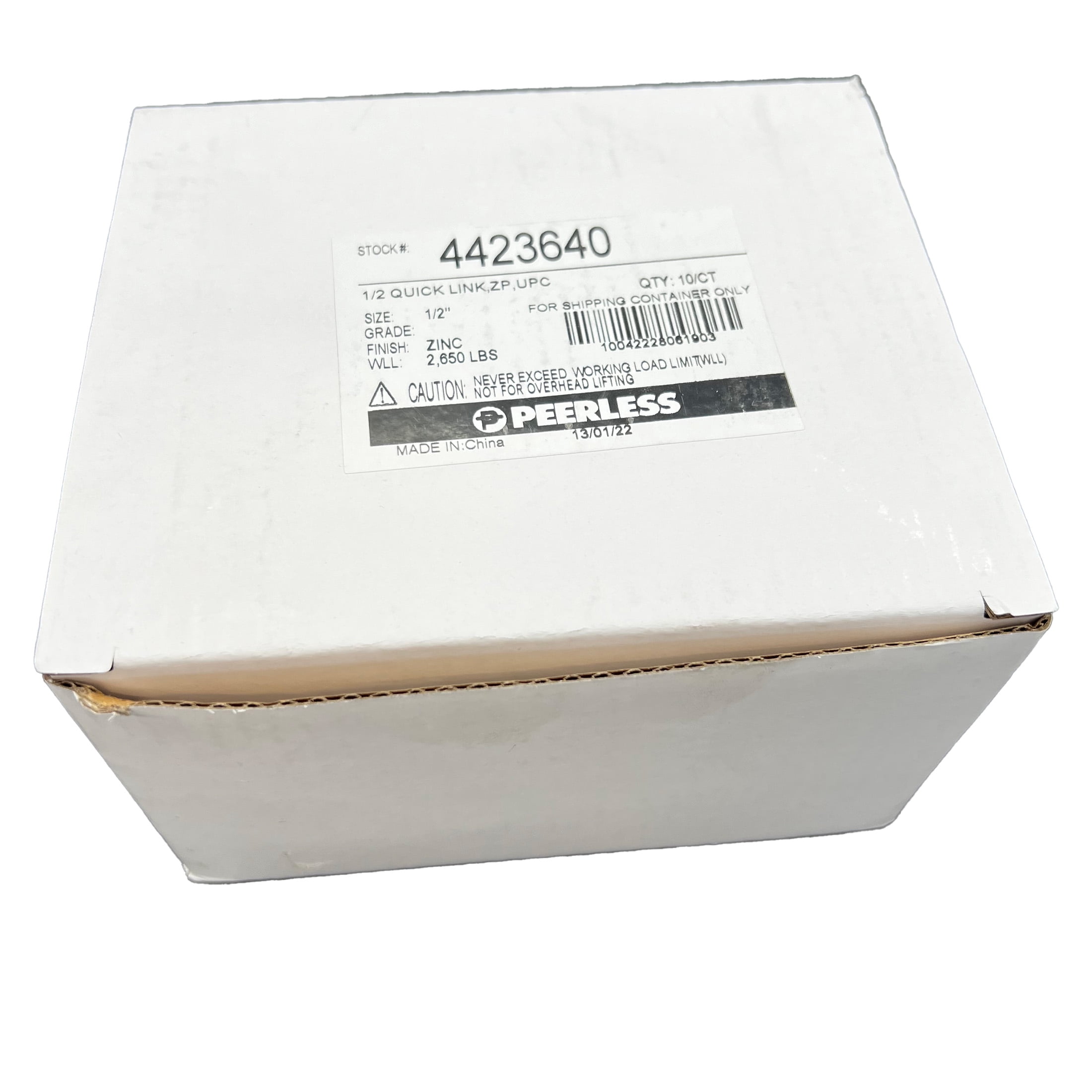 1/2" Quick Link, 10 Piece, Zinc, UPC Tagged, Peerless Chain #4423640