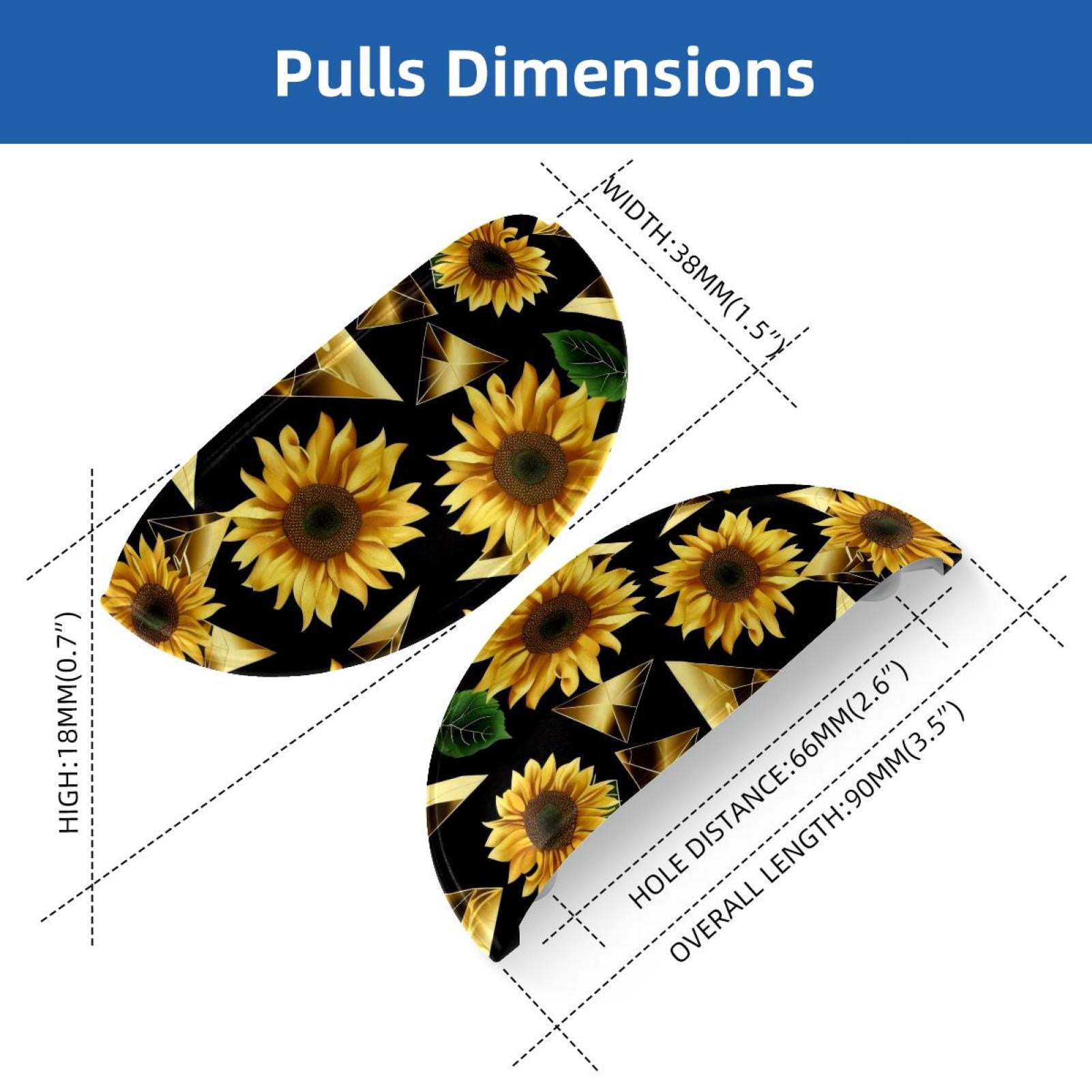 PhooArto 6 Pcs Cup Drawer Pulls, Golden Math Polygonal Sunflowers Pattern Shell Shape Handles Cabinet Knobs for Dresser Cupboard Closet Wardrobe with Screws