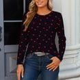 thumbnail image 6 of yuCgh Women's Slit Hem Round Neck Long Sleeve Top, Heart Print Casual T-Shirt, Loose Comfort Fit, Valentine's Day Theme, Fashion Blouse for Women,Black L, 6 of 7