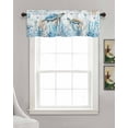 thumbnail image 3 of Ocean Coral Turtle Linen Curtain Valance for Bedroom/Bathroom/Kitchen/Office/Living/Dining Room Windows,Nautical Coastal Exotic Watercolor Starfish Pocket Topper Drapes Decorative Cafe Drapery 54x18, 3 of 6