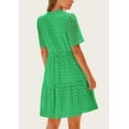 thumbnail image 5 of PRETTYGARDEN Women's Short Sleeve Mini Dress Summer V Neck Hollow Out Eyelet Ruffle A Line Swing Short Dresses, 5 of 7
