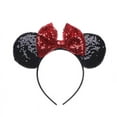 thumbnail image 2 of Diadema de Mickey con lazo de lentejuelas y lunares rojos y ondas, accesorios para el cabello de Mickey Mouse, horquilla Paradise Play, ropa cómoda, 2 of 6