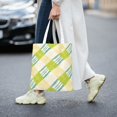thumbnail image 6 of Canvas Bag Tote Bag Shopping Bag 16×15in Can Be Carried By Hand And Can Be Used For Daily Travel Such As Shopping And Going To Work Lime Houndstooth Hand-Drawn Sketch_1, 6 of 8